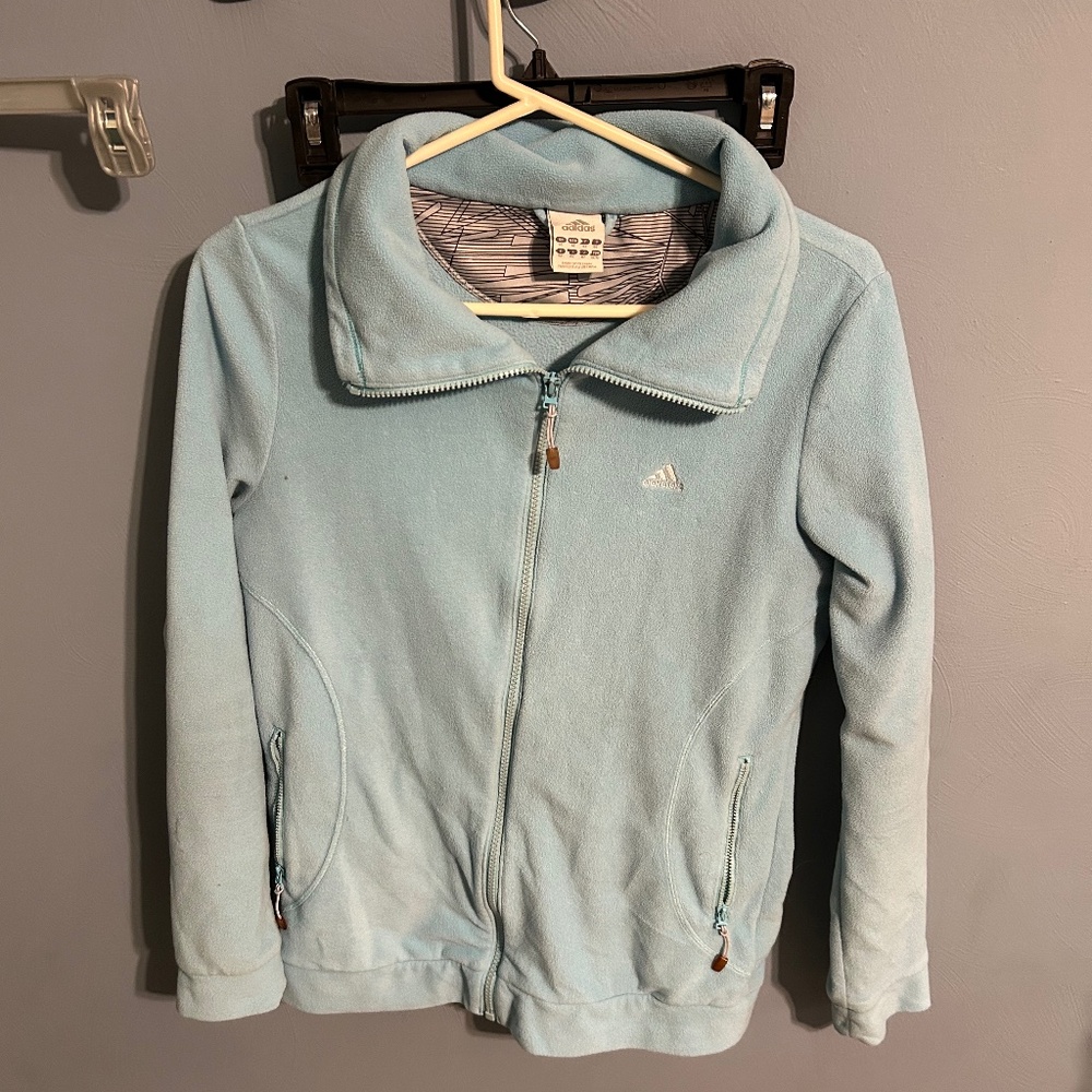 Light Blue Adidas zip up fleece jacket